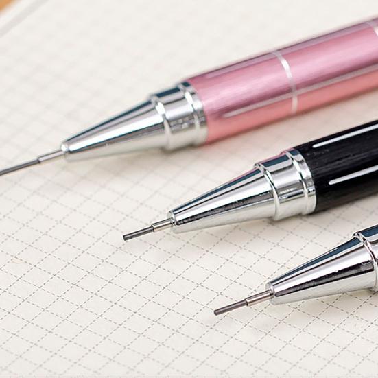 Student Mechanical Pencil 0.5/0.7mm Lead Anti-Break Buffer Design Easy Refill Clip Writing Pen Metal Body Primary School Student Mechanical Pencil