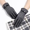 Woolen and Lambinie Gray black Women's Warm Gloves Fashionable Commuting and Business Warm Full Finger Gloves