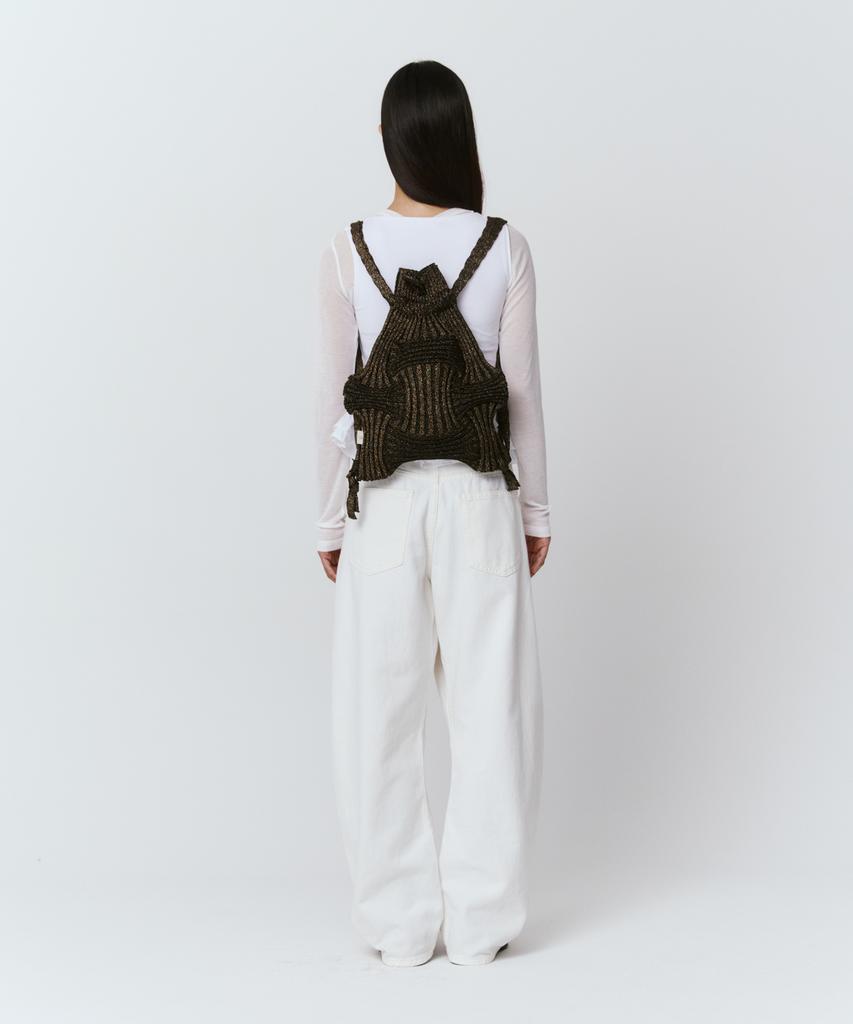 Pleatsmama New Bow Backpack Glitter Black Brown