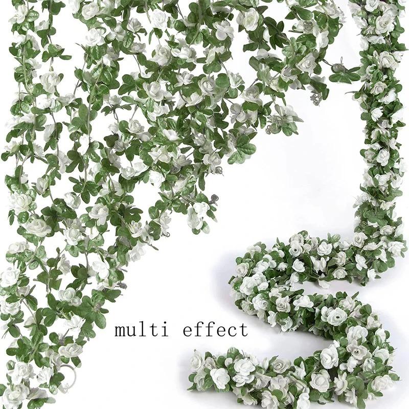 

250cm Artificial Rose Flowers Vine for Home Room Decoration Autumn Garden Arch Christmas Rattan DIY Fake Plants Wedding Decor 1Pcs белый