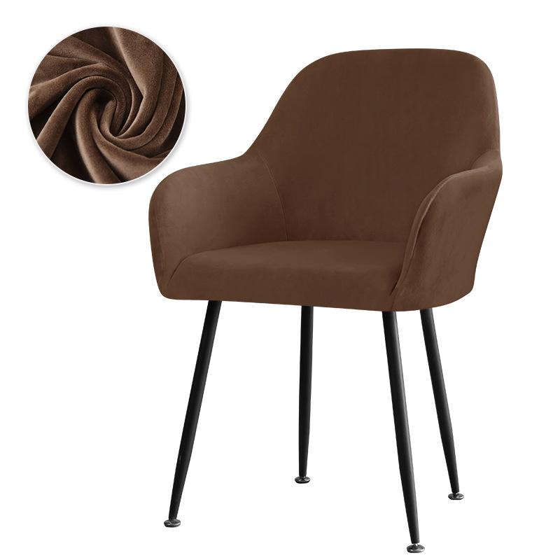 Curved Dining Chair Cover Simple Silver Fox Velvet Fabric Makeup Chair Cover Elastic Home Hotel High-end High Armchair Cover