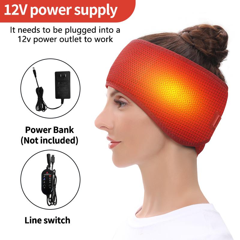 Winter Full-Wrap Heated Headband 3 Heat Settings Head Warmth/Migraine Relief Stress Relief Better Sleep Adjustable Tightness