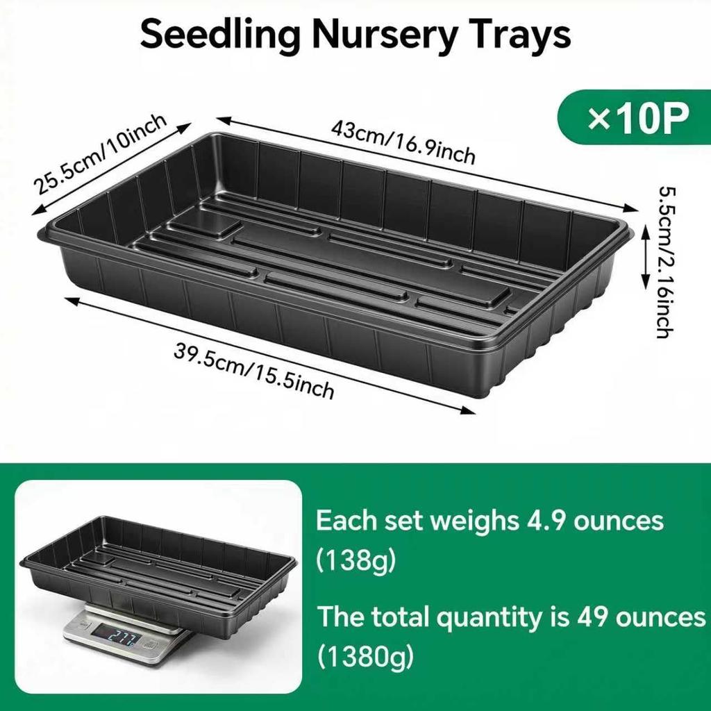 10 Pc Trays,Plant Tray, Seed Tray, Seedling Tray, Propagation Tray, Plant Trays For Seedlings, Planting Trays, Seedling Starter Tray(No Drain Holes)