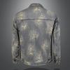 Men's Retro Ripped Washed Jacquard Denim Jacket - Casual & Cool