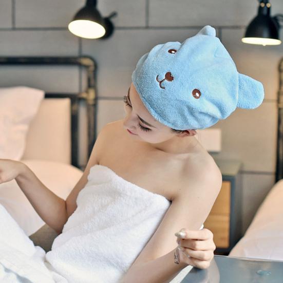 Niedlicher Bär, wasserabsorbierende Dusche, schnelltrocknende Haarmütze, Kopfwickel, Handtuch, Badekappe