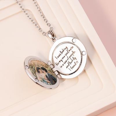 Collar con Medallón Personalizado Collar con Foto Personalizada Collar con Foto de Acero Inoxidable Grabado Collar con Colgante para Foto