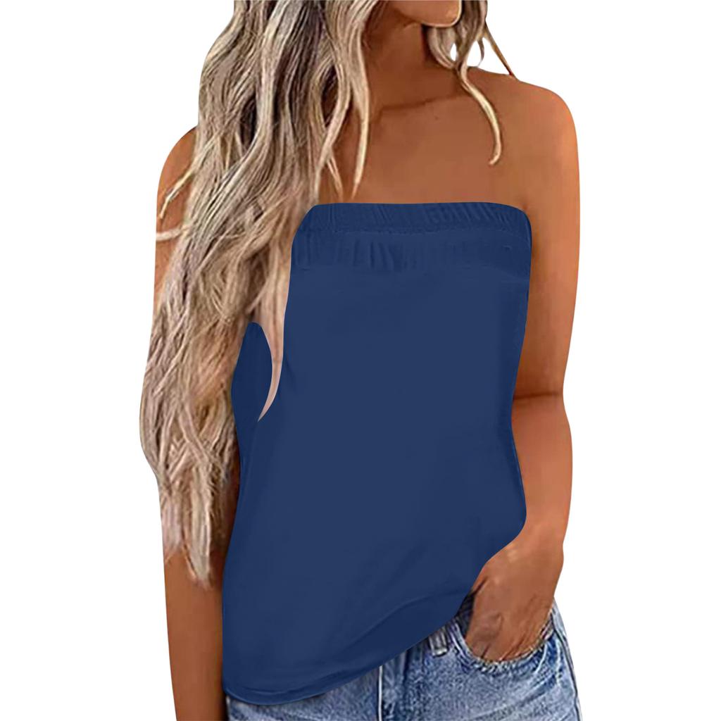 Women’s Bandeau Top Strapless Top Tube Top Boobtube Tops Women Backless Top Crop Top Y2K Clothes for Summer Going Out Tops for Women UK