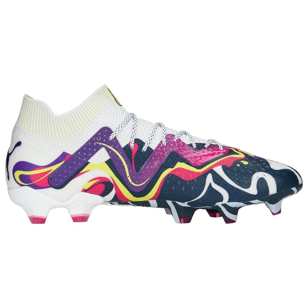 Puma Future Ultimate Create Round Toe Lace-Up Soccer Shoes Unisex Soccer Shoes White Purple Yellow 107323-01