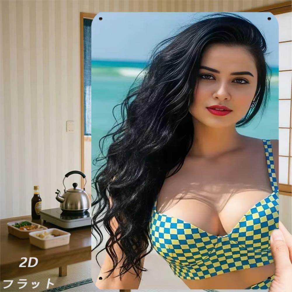 Retro Metal Sign 8x12 Iron Tin Poster Bikini Beach Art Print Modern Home Decor Wall Art for Living Room