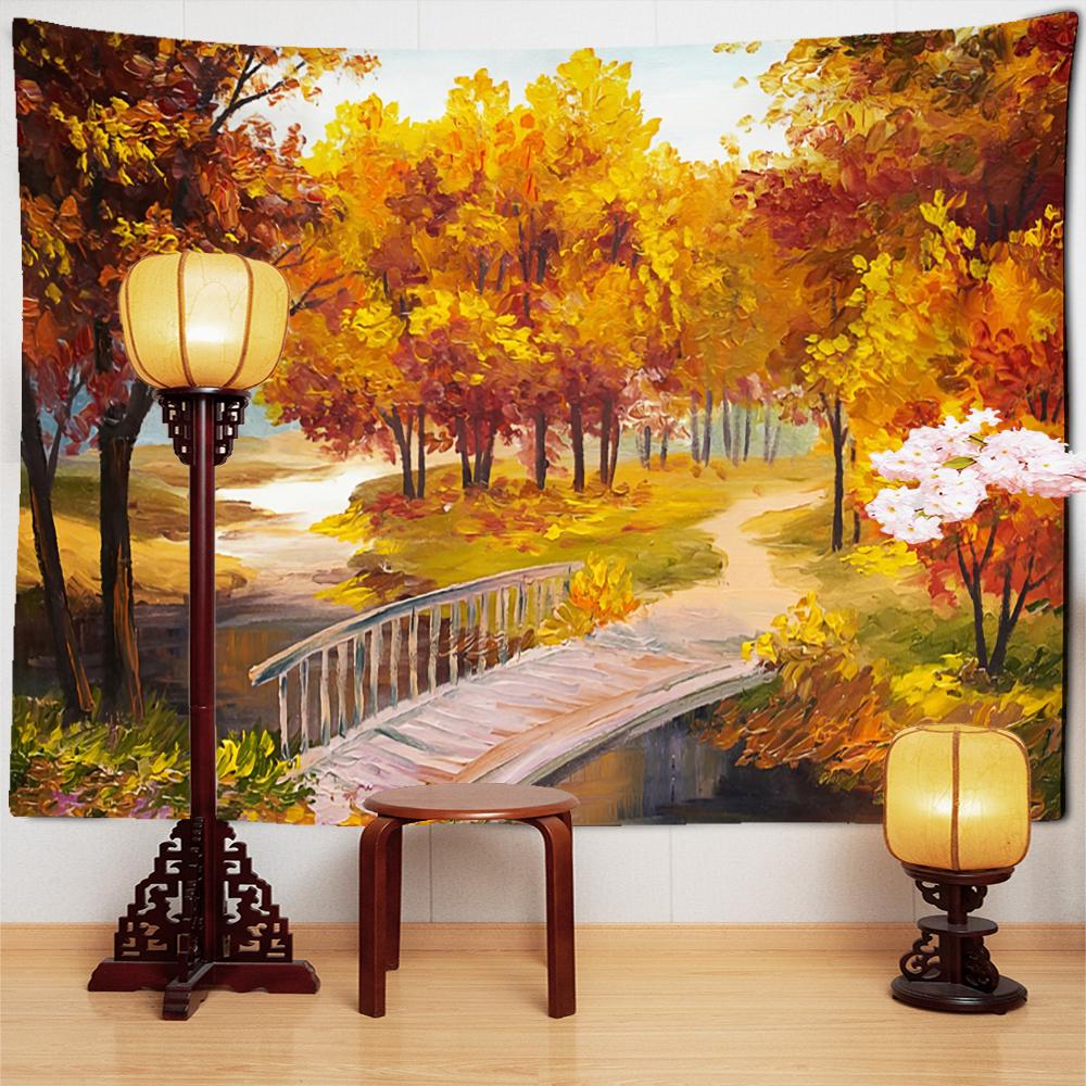 

Красивый Современный Пейзаж Картина Маслом Гобелен Настенный Психоделический Арт Бохо Эстетическая Комната ТВ Фон Декор 400x220cm