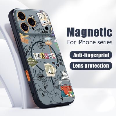 Air Line Reiseroutenmuster Hülle Für iPhone 17 Pro Max Magnetisch Für Magsafe Hautgefühl Hülle Für iPhone 16 15 14 13 Pro Max