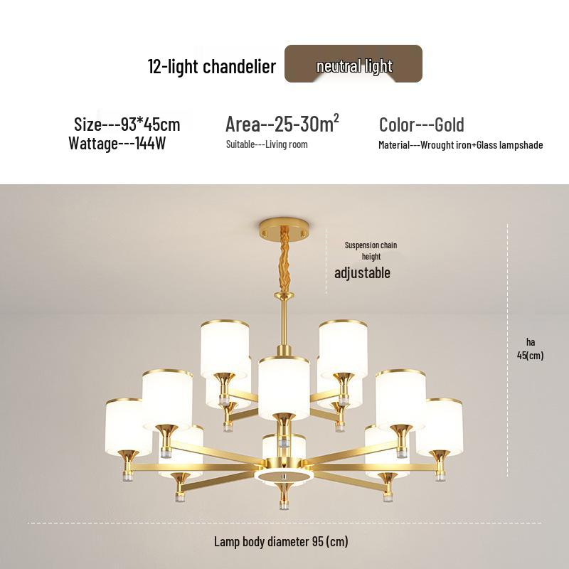 Nordic LED Chandelier: Modern Gold Dustproof Lampshade for Living Room & Dining Area