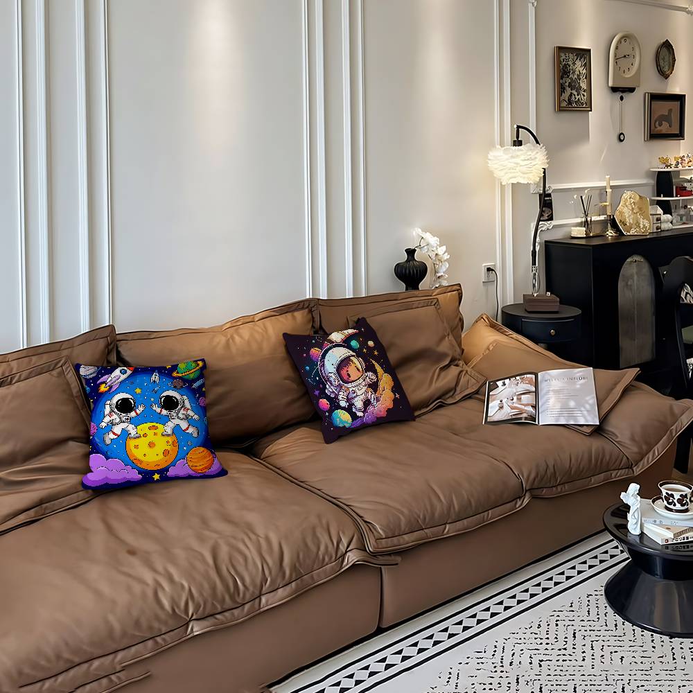 Cartoon Space Astronaut Cushion Cover Inches Farmhouse Decor Home Throw Pillow Covers For Couch Decorations