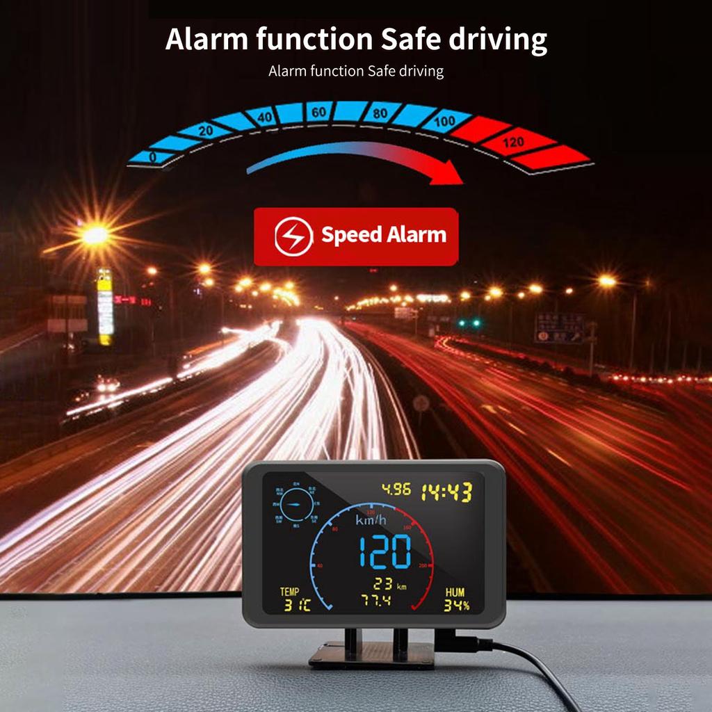 Digital GPS Speedometer Odometer 4.7 inch LCD Display HUD Display with Over Speeding Alarm for All 5 24V Vehicle