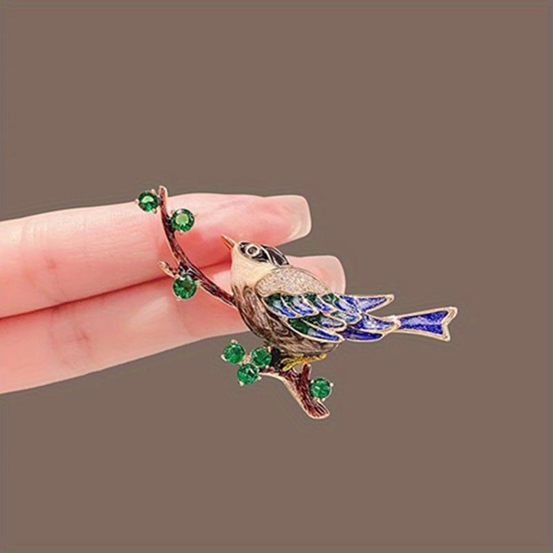 Vintage Classic Enamel Bird Brooches Pins For Women Men Vivid Aniaml Magpie Dripping Oil Rhinestone Badges Corsages