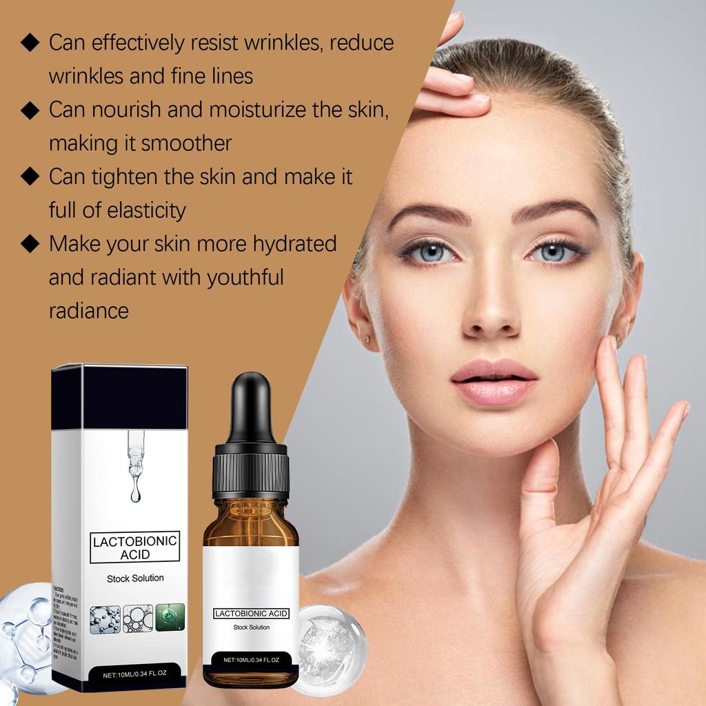 Ansiktsserum laktobionisk fuktighetsgivende, oppstrammende, foryngende hudpleie-serum(10 ml)