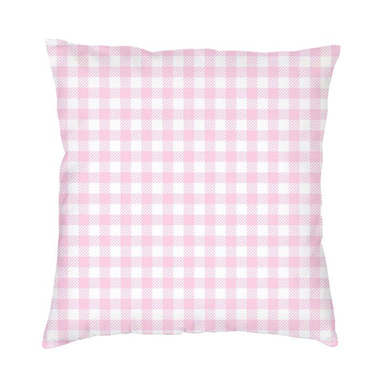 Custom Red And Black Checkered Plaid Cushion Covers Soft Geometric Gingham Throw Pillow For Sofa Square Pillowcase Home Peach skin 18*18(CM)-1Pcs