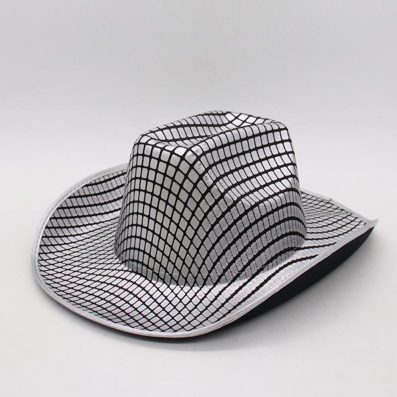 

Styling Hat Western Style Gold Sequined Carnival Party Silver Sequined Cowboy Hat Eva Composite Cowboy Hat one size fits all [one word top]