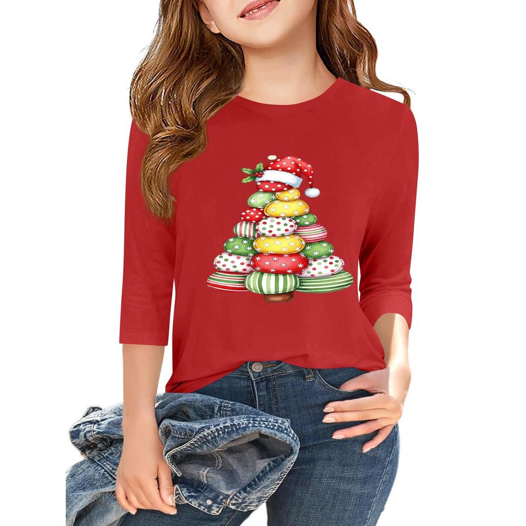 Tricou casual cu mâneci 3/4 pentru copii, cu gât rotund și imprimeu pentru Ziua Independenței