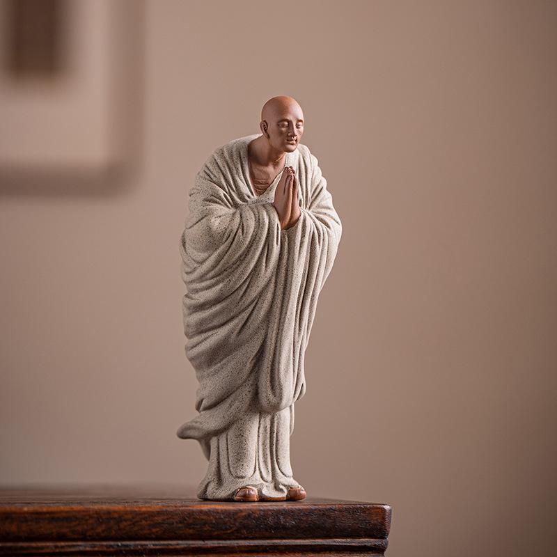 Zen Malý mnich Buddhistická socha Šámi pro meditaci Keramické figurky Čajovna Feng-šuej Čínské sochy k dekoraci Dárek