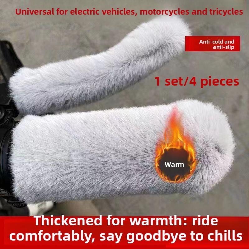 Electric Battery Bicycle Handlebar Cover, Tricycle Plush Warm Bicycle Handlebar Cover, Winter Motorcycle Hand Guard, Winter Style