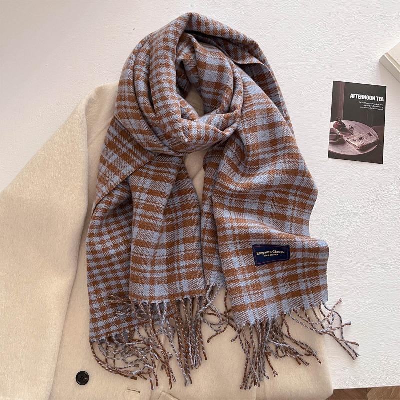 Autumn and winter new versatile scarf women's thickened woven thick beard fringed warm scarf imitation cashmere shawl