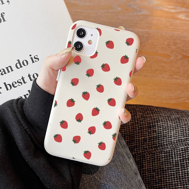 Peach strawberry Phone Case Soft Solid Color for iPhone 11 12 13 mini pro XS MAX 8 7 6 6S Plus X XR