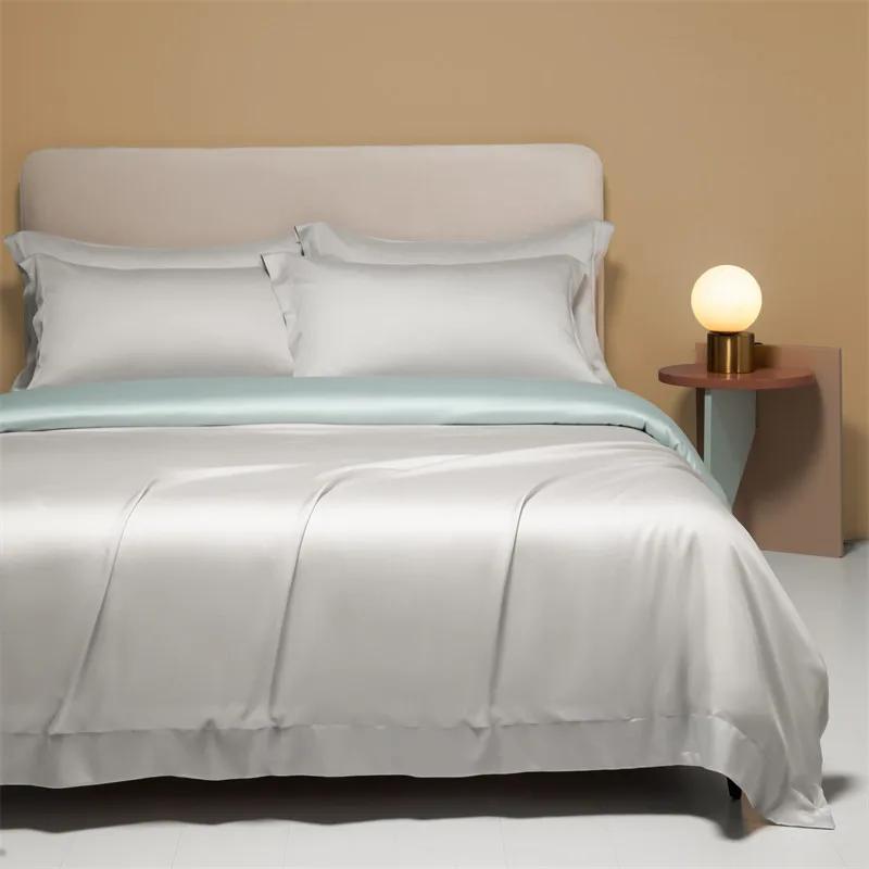 High-End 120S Natural Fabric Bedding Sets Summer Cooling Ice Silk Fitted Sheet Set Skin Friendly Comfortable Bedclothes For Home
