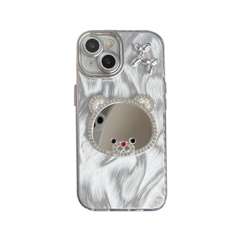 Bear Mickey Mouse Mirror Mobile Phone Case Is Suitable For Iphone17Promax Fine Hole Anti-Drop Apple 16 Advanced Sense 15