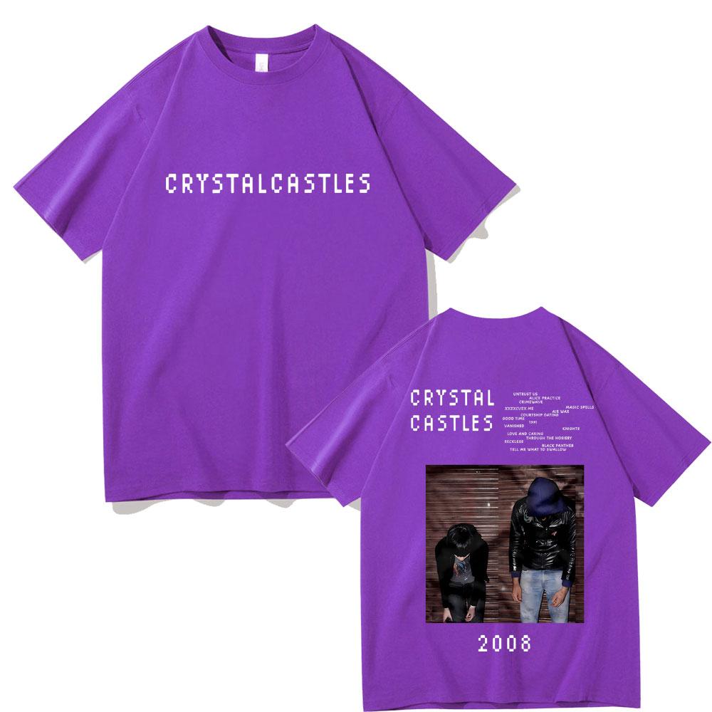 Crystal Castles Double Sided Print T Shirts Men Women Hip Hop Rock Oversized T-shirts Male Gothic T Shirt Men's Vintage Tshirt