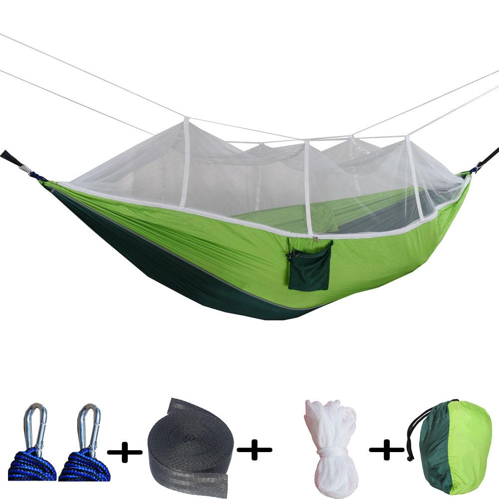 Rede portátil de acampamento ao ar livre, 1-2 pessoas, balanço com mosquiteiro, cama suspensa, ultraleve, turista, rede de dormir