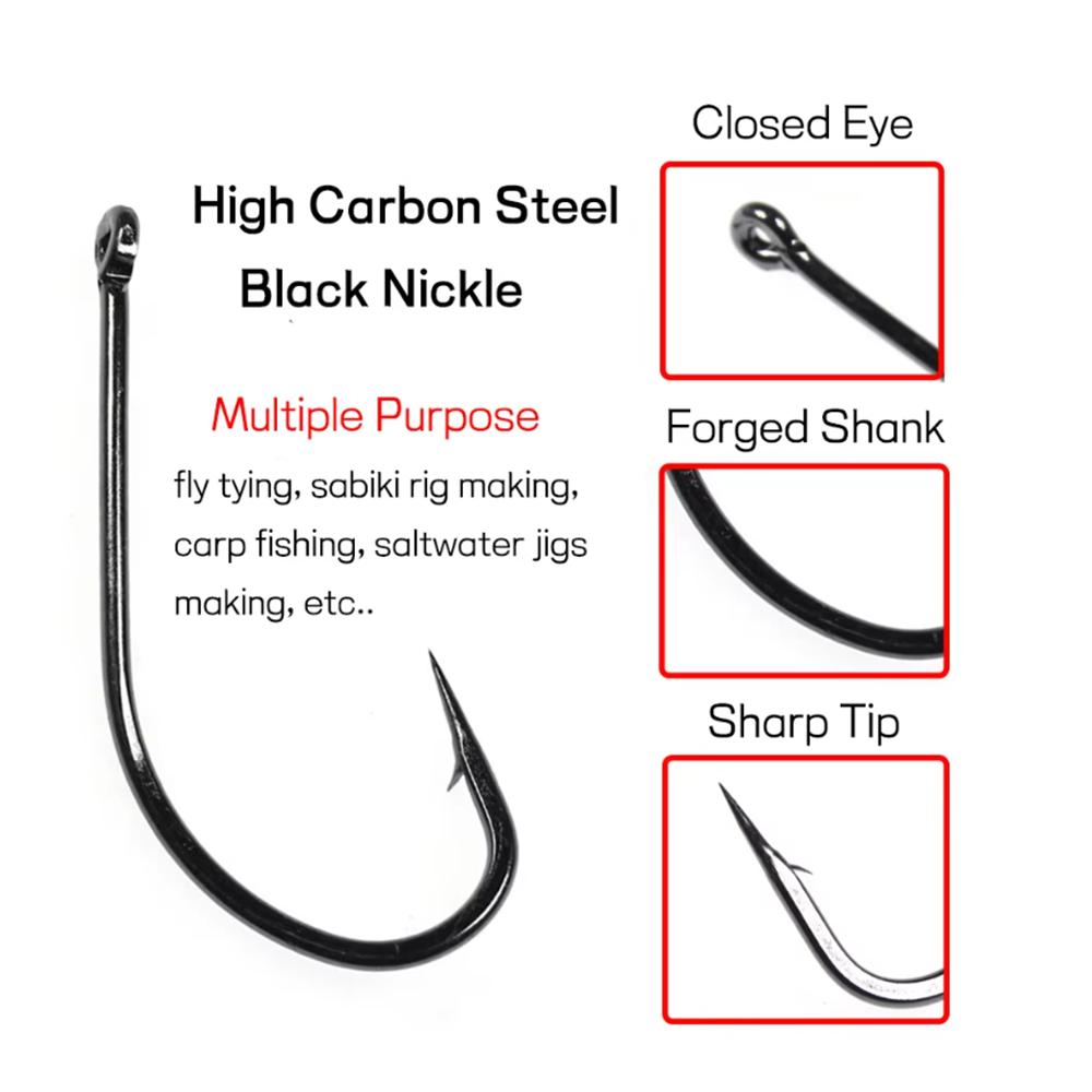 50/25PCS Multiple Purpose High Carbon Steel Fish Hook Nmyph Fly Sabiki Rig Hook Carp Fishing Hook Saltwater Jig Lure Hooks