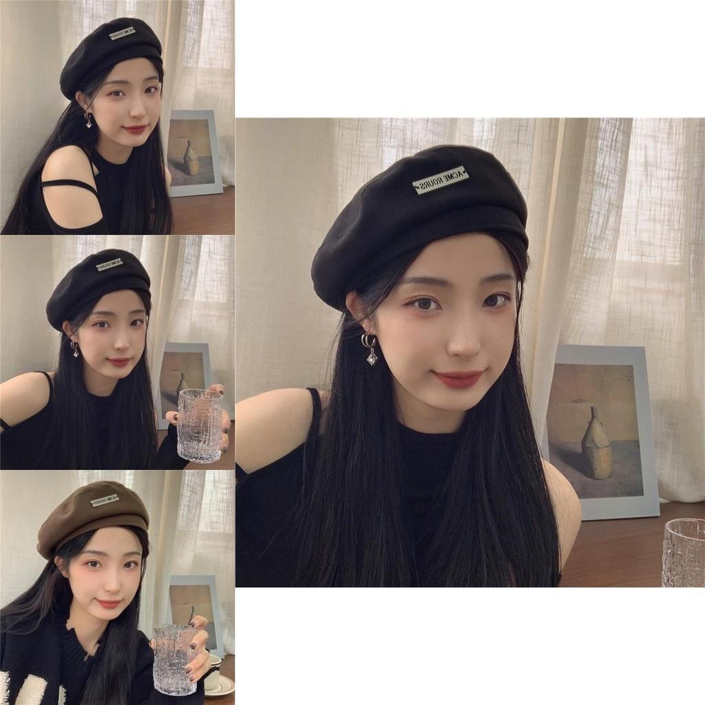 Stylish Woolen Beret Hat For Women Trendy Autumn Winter Artist Cap With English Letter Details