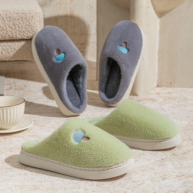 Cotton slippers women's winter thickened warm and comfortable home non-slip thick-soled couple fluffy slippers men's cotton shoes