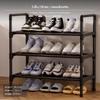 4Tier Stainless Steel Shoe Rack, Entryway Dorm SpaceSaving Organizer Black 3 Tier 45cm