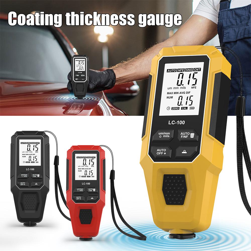 LC-100 Car Paint Thickness Gauge 0-2000UM Fe & NFe Film Digital LCD Coating Automatic Thickness Tester Manual Auto Paint Tools