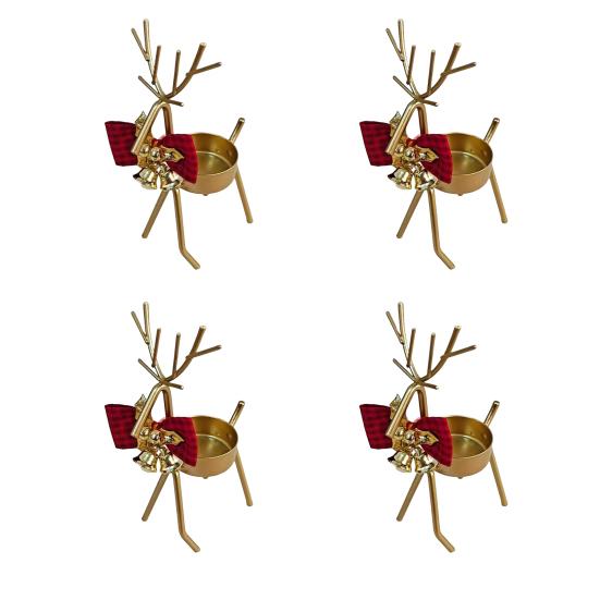 Vánoční svícen na čajovou svíčku Zlatá železná dekorace na stůl okno Všestranná vánoční sváteční dekorace