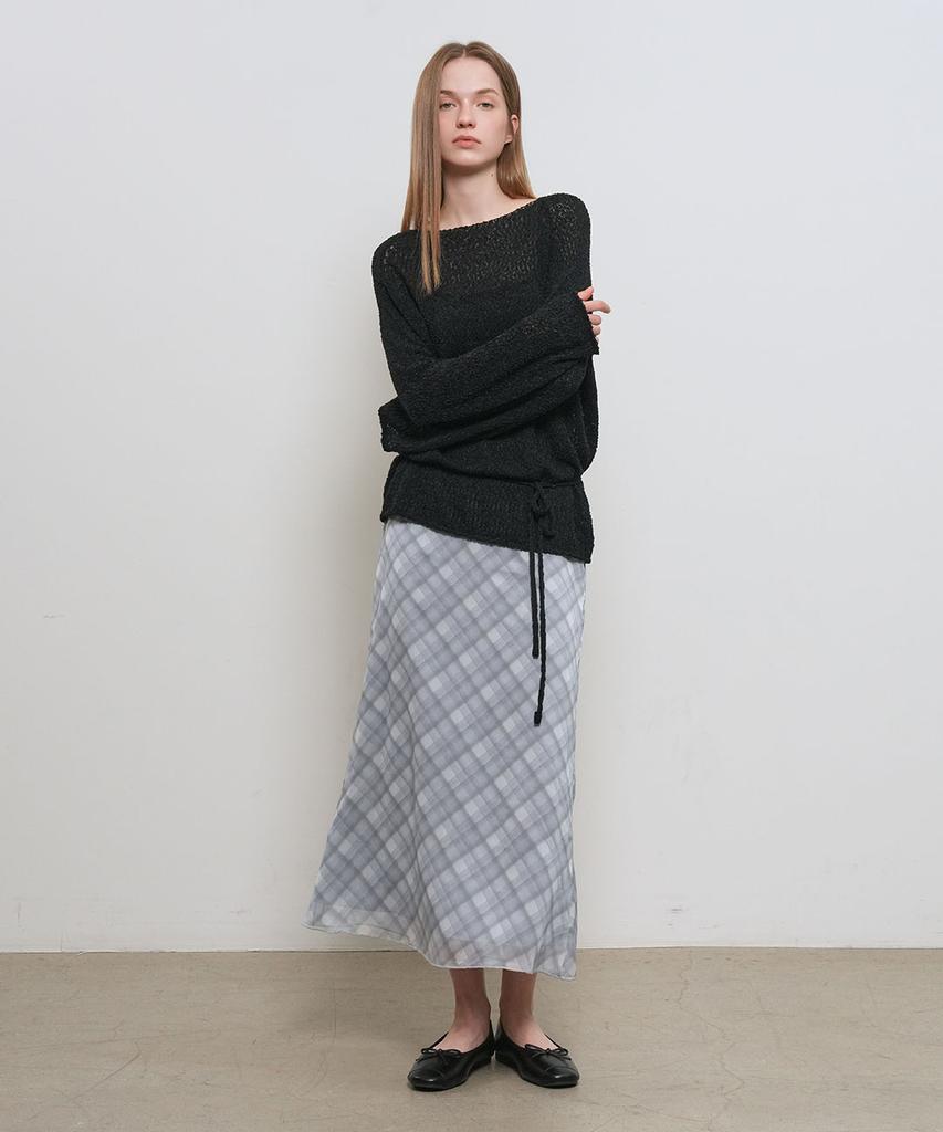 GENERALIDEA Sheer Boucle Boat Neck Pullover [Black] / Gf1Lkp511