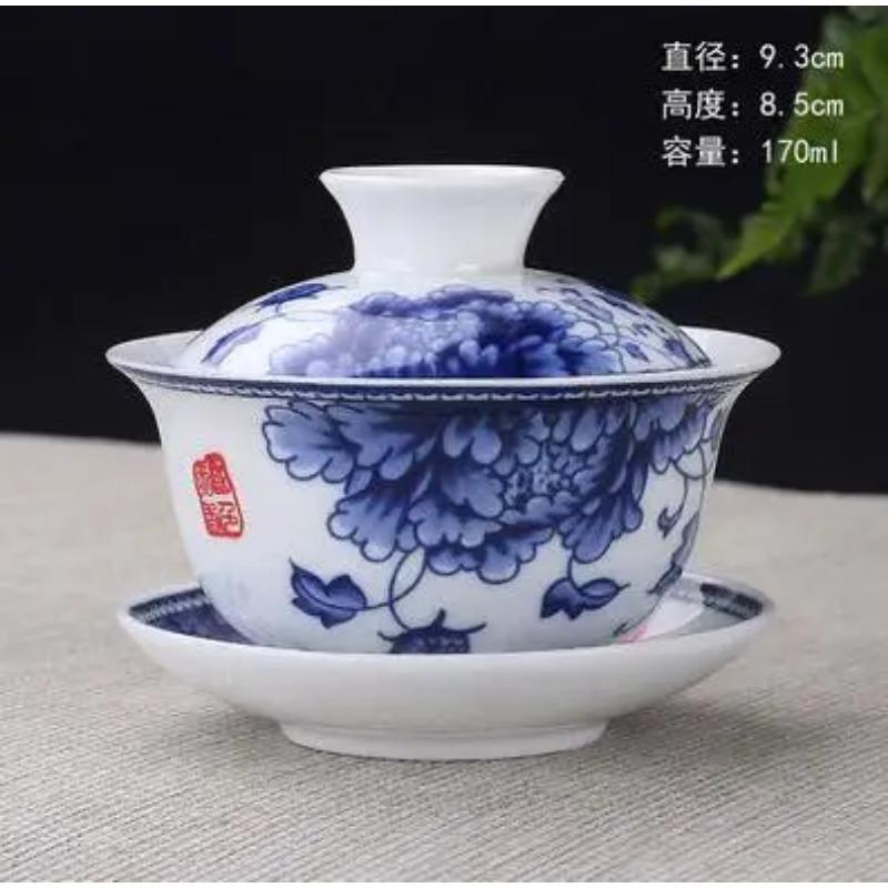 Chinese Hand Painted Kungfu Tea Set, Tureen Dehua, White Porcelain, Gaiwan, Pot Set for Travel, Fast Cup, High Quality