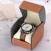 Bærbar klokkeboks PU skinnurkasse Organisering Oppbevaringsholder for menn kvinner Armbånd Vintage smykkeskrin med lærpute