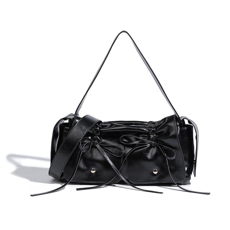High-quality Pleated Camera Bag for Women Decorated Knot Shoulder Strap Versatile Cord Shoulder Messenger Bag
