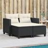 VidaXL Garden Sofa 2 Seater with Stools, Patio Seat, Outdoor Backyard Balcony Terrace Furniture, Black 365790