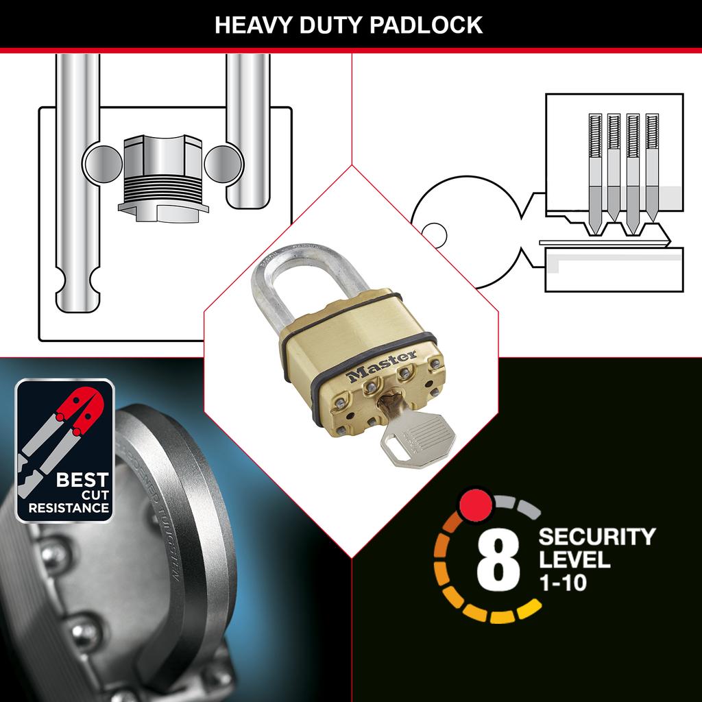 Master Lock 2 Laminated Steel Padlocks with Brass Finish, 45x72x22 mm