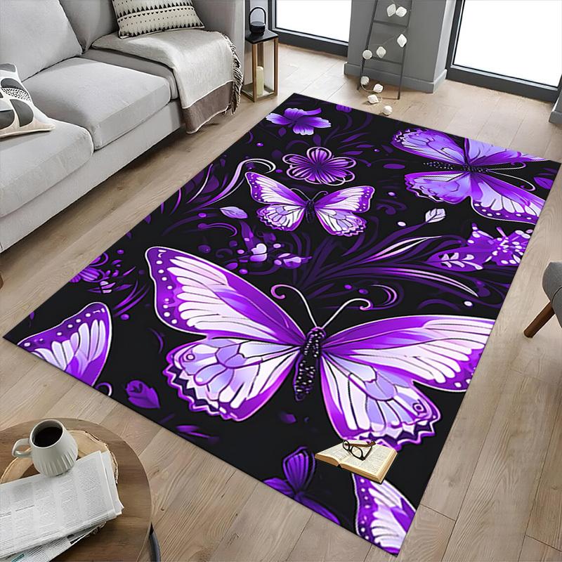 1PC Butterfly Flowers Carpet Ultra Soft, Thick & Absorbent, Non Slip Machine Washable Mat for Entryway