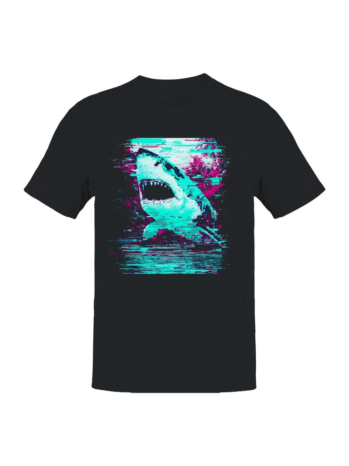 Neon Glitch Shark Art Men s T-shirt XXXXL