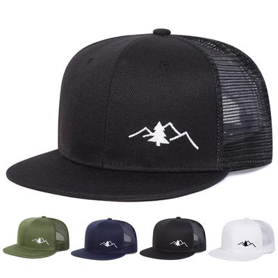 Unisex Mountain Tree Embroidery Hip-hop Net Hats Spring Summer Outdoor Adjustable Casual Baseball Caps Sunscreen Hat