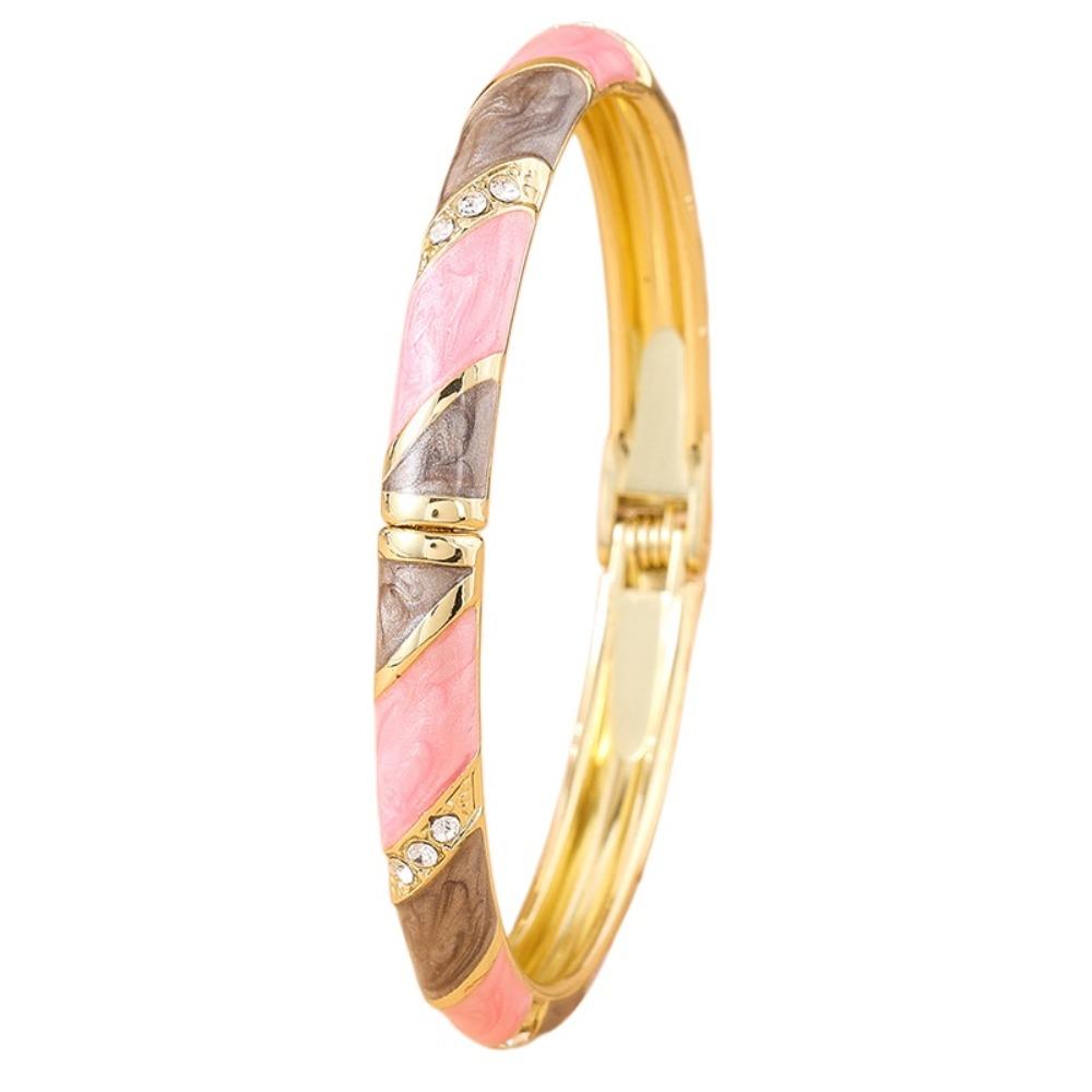 Enamel Vintage Cloisonne Bangle Lines Shape Women's Hand Bracelet Chinese Crystal Bangle Ladies