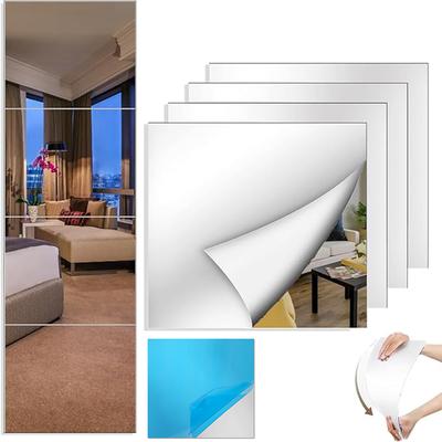 10 Stück Selbstklebende Spiegelplatten Flexible Nicht-Glas-Spiegel Abnehmbare Spiegel-Wandaufkleber DIY Hausraum Schlafzimmer 3D Wanddekor