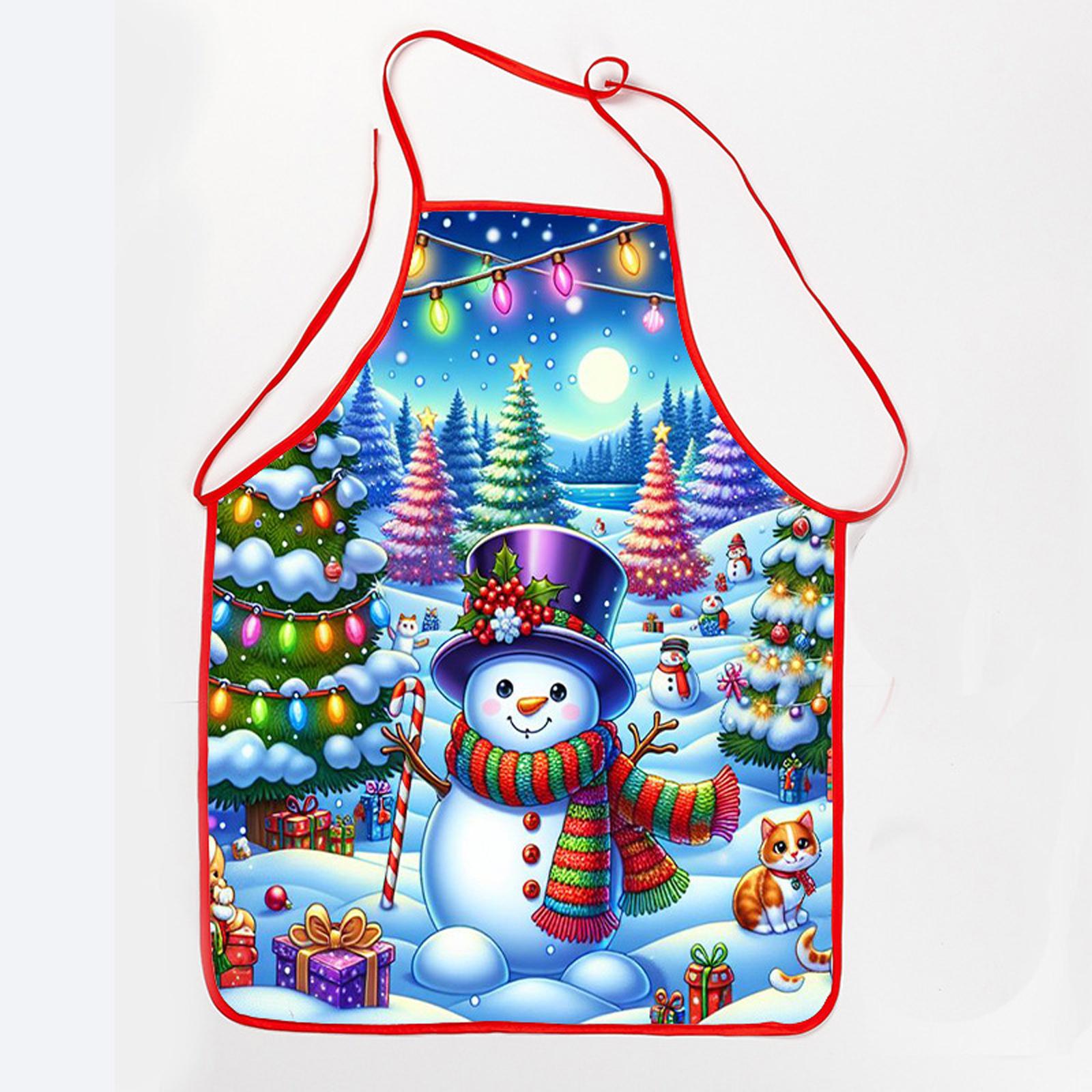 

Рождественский фартук с принтом Клауса, водонепроницаемый и устойчивый к пятнам, бытовой рождественский фартук One Size