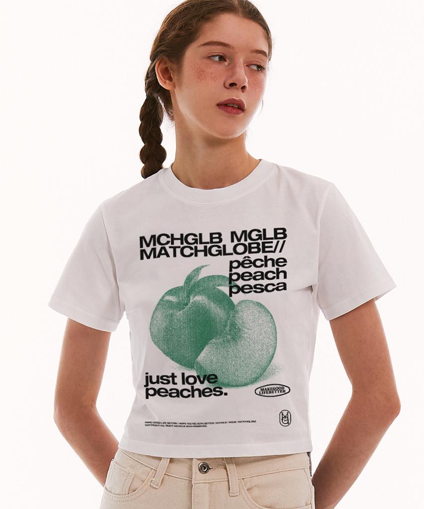 MATCHGLOBE Peach Crop Top (White)